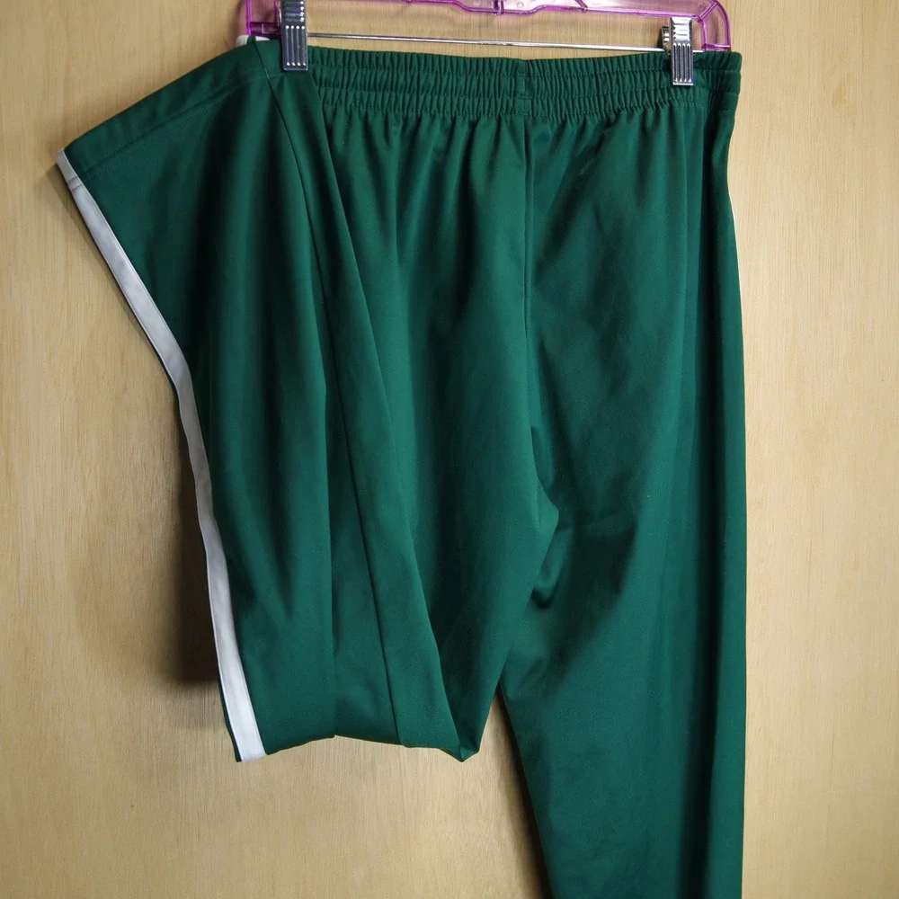 Adidas Mens Green White 3-Stripe Athletic Track Pants Joggers Size M